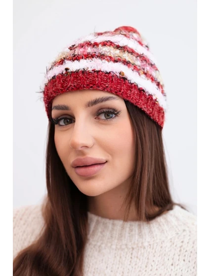 Dámská zimní vlněná čepice s ozdobnými krystalky K399 černá