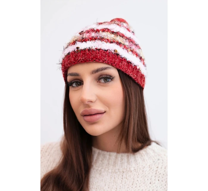 Dámská zimní vlněná čepice s ozdobnými krystalky K399 černá