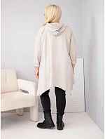 Dámská bavlněná mikina Plus Size s kapucí a pleteným panelem fango zelená