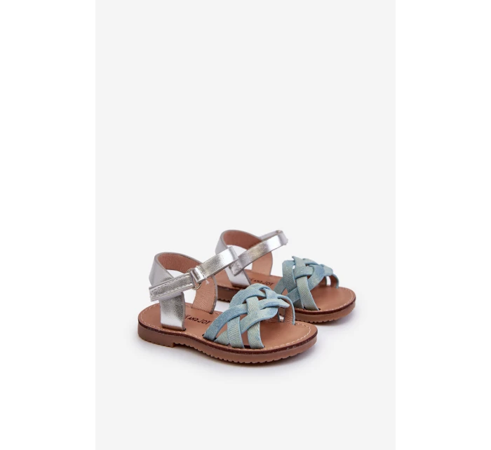 Dětské sandálky se suchým zipem s propletenými pásky modré Dianttha Dětské sandálky se suchým zipem s propletenými pásky modré Dianttha