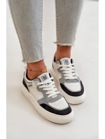 Dámské Nízké Tenisky Z Eko Kůže Big Star OO274028 Bílá-Šedá Dámské Nízké Tenisky Z Eko Kůže Big Star OO274028 Bílá-Šedá