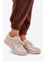 Dámské Kožené Sportovní Tenisky Zlaté model 21686723 - VINCEZA Dámské Kožené Sportovní Tenisky Zlaté model 21686723 - VINCEZA