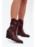 Dámské kožené boty typu kovboj na podpatku Bordové Sorelia Dámské kožené boty typu kovboj na podpatku Bordové Sorelia