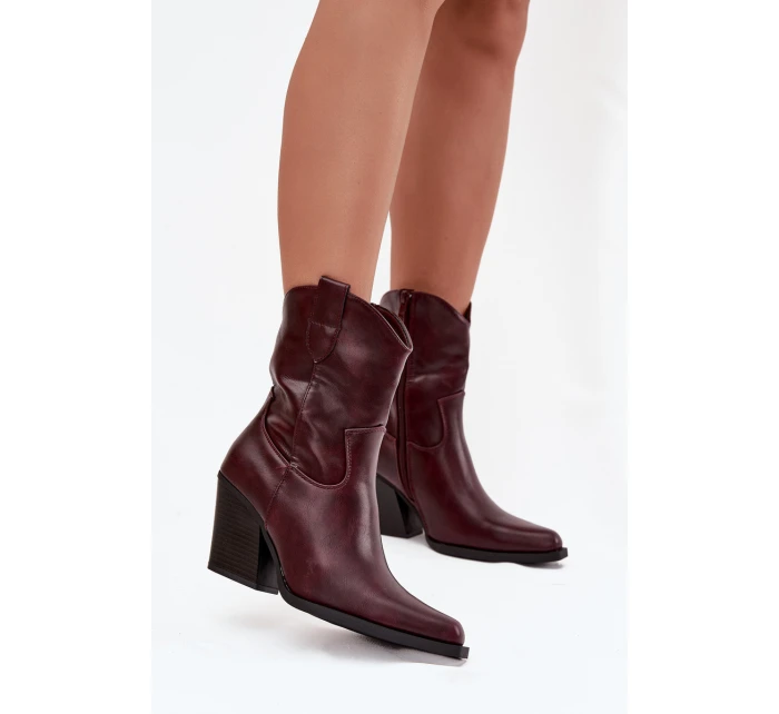 Dámské kožené boty typu kovboj na podpatku Bordové Sorelia Dámské kožené boty typu kovboj na podpatku Bordové Sorelia