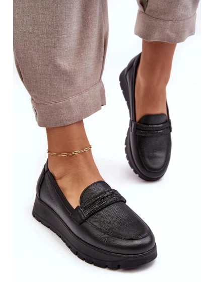 Kožené Boty na platformě s ozdobou, černá Lemar Lehira