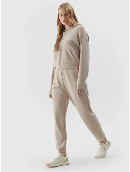 Dámská mikina s kapucí a zipem 4F - hnědá