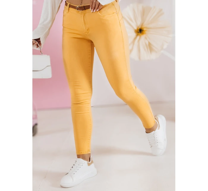 CLARET dámské džínové kalhoty s páskem žluté FashionStreet UY2454