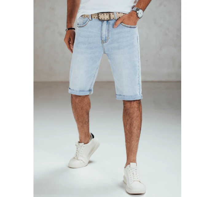 Pánské modré džínové šortky s páskem FashionStreet SX2559