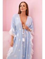 Dámská boho viskózová pláštěnka s krajkou modrý