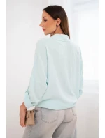 Dámská košile s viskózou a ozdobnými knoflíky a límečkem mátová Dámská košile s viskózou a ozdobnými knoflíky a límečkem mátová