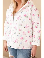 Dámská jarní bunda Plus Size s drobným květinovým vzorem růžová