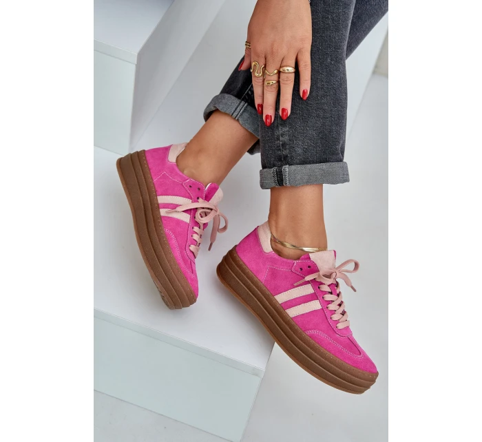 Zazoo N1068S4 Dámské semišové sneakersy na platformě fuchsie