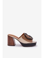 Dámské sandály na podpatku s přezkou model 21687125 - Boto Dámské sandály na podpatku s přezkou model 21687125 - Boto