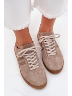 Semišové Nízké Tenisky Dámské Tmavě Béžové model 21703477 - Zazoo