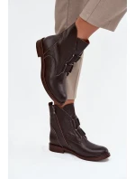 Dámské kotníkové boty z pravé kůže na ploché podešvi Zazoo 3842 čokoládové Dámské kotníkové boty z pravé kůže na ploché podešvi Zazoo 3842 čokoládové