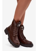 Dámské workery s ozdobou eko kůže čokoládové Karessa Dámské workery s ozdobou eko kůže čokoládové Karessa