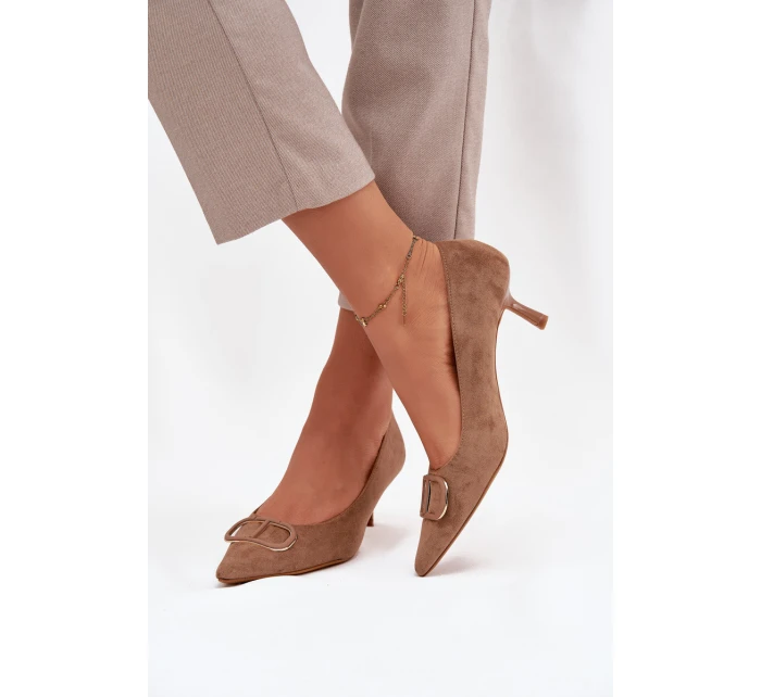 Dámské lodičky s ozdobným detailem tmavě béžové model 21752731 - Boto