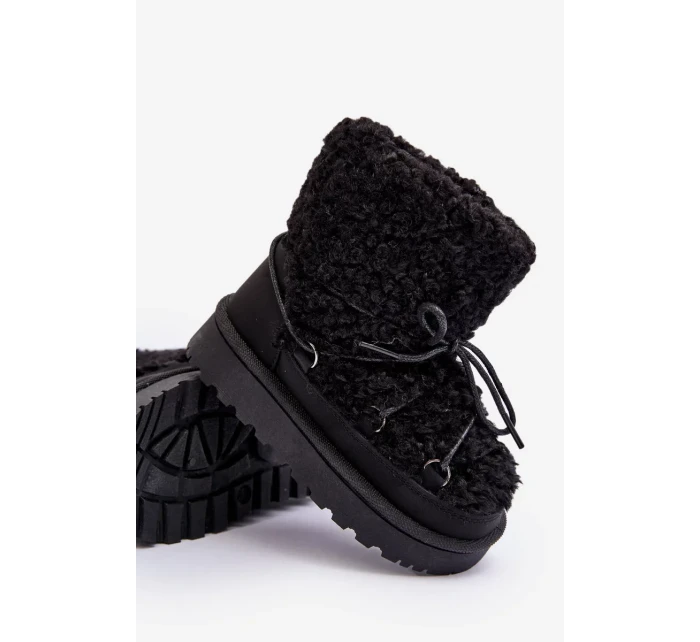 Teplé dětské sněhule, šněrovaná černá, Asija Teplé dětské sněhule, šněrovaná černá, Asija