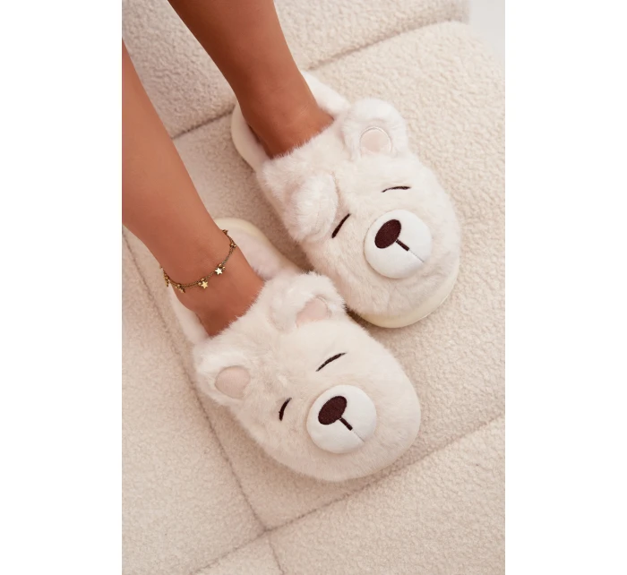 Dámské chlupaté papuče s motivem medvídka – bílé Galine Dámské chlupaté papuče s motivem medvídka – bílé Galine