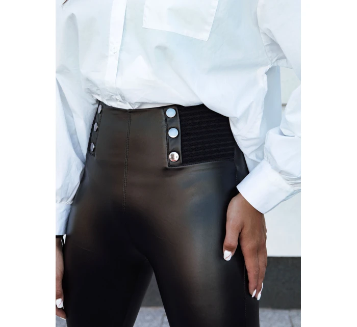 Dámské voskované kalhoty s vysokým pasem black Dstreet model 21980121 - FashionStreet
