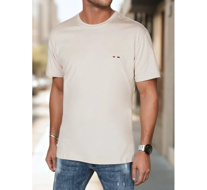 Pánské tričko s výšivkou Cappuccino FashionStreet RX5638 Pánské tričko s výšivkou Cappuccino FashionStreet RX5638