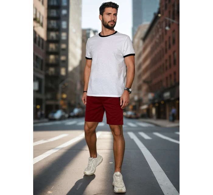 Pánské bordó teplákové kraťasy Dstreet model 21987764 - FashionStreet