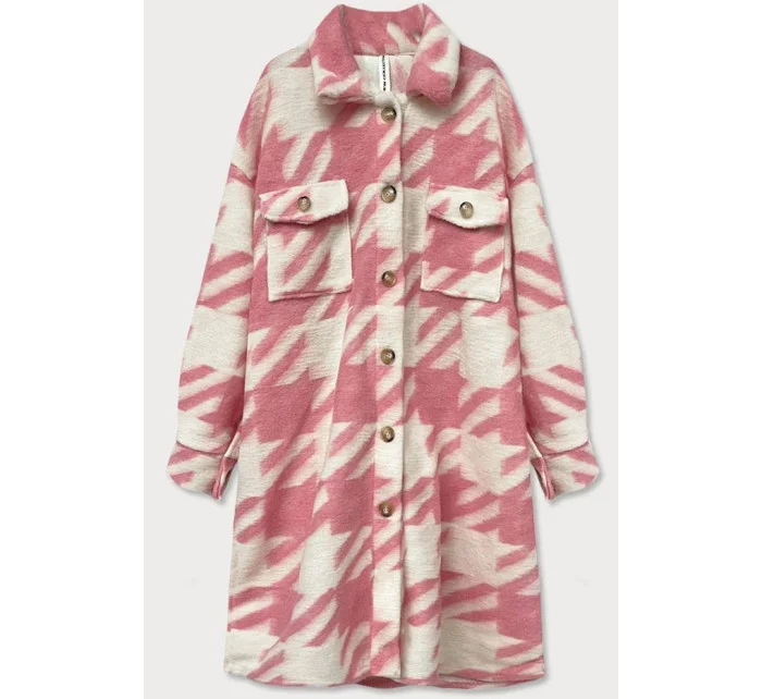 Růžový dámský kabát s vzorem model 15051253 - MADE IN ITALY