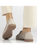 Dámské kožené ažurové polobotky béžové barvy Filippo model 22079006 Dámské kožené ažurové polobotky béžové barvy Filippo model 22079006