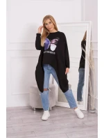 Oversize halenka s potiskem černá Oversize halenka s potiskem černá