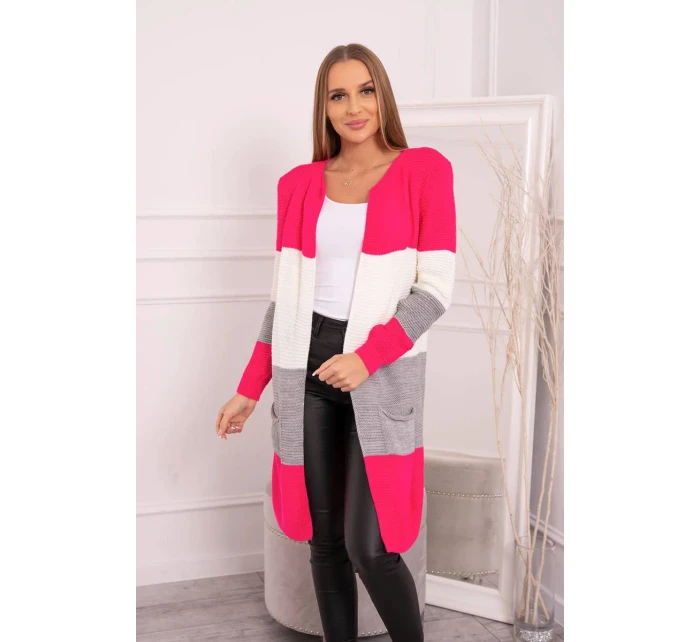 Pruhovaný svetr malinová + růžová Pruhovaný svetr malinová + růžová