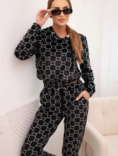 Dámská souprava z veluru s potiskem černý
