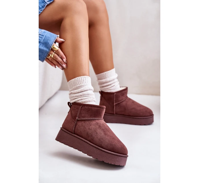 Dámské Sněhule Na Platformě Zateplené Kožíškem Tmavě Hnědé model 21672069 - Boto Dámské Sněhule Na Platformě Zateplené Kožíškem Tmavě Hnědé model 21672069 - Boto