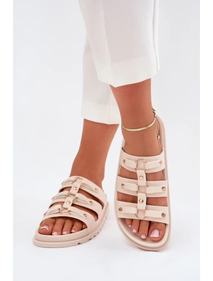 Dámské Pantofle S Pásky Světle Béžové model 21703428 - Boto Dámské Pantofle S Pásky Světle Béžové model 21703428 - Boto