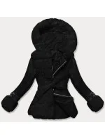 Černá kožešinová dámská bunda s prvky z eko kůže J Style (11Z8173)