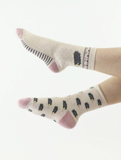 Hravé ponožky 906 béžové s ježky
