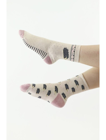 Hravé ponožky 906 béžové s ježky