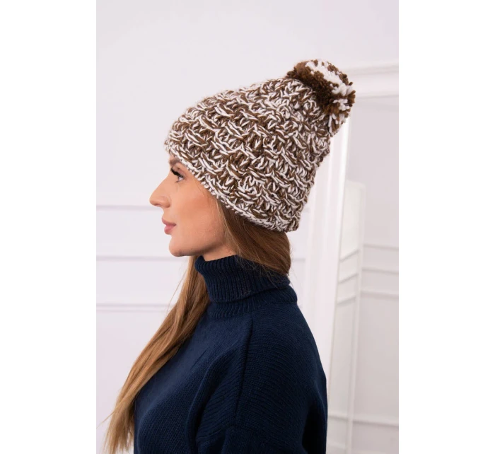 Fleecová čepice Fiona K275 bílá+hnědá Fleecová čepice Fiona K275 bílá+hnědá