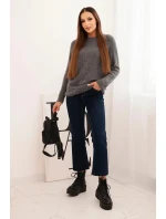 Dámský svetr z baby alpaky s dlouhým rukávem šedý