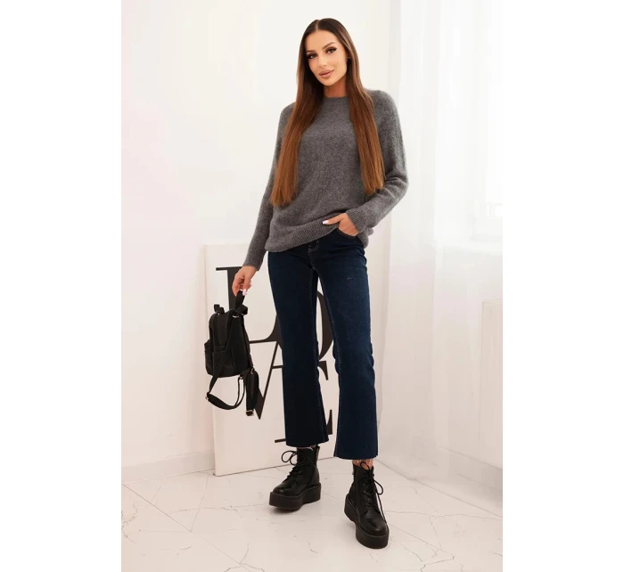 Dámský svetr z baby alpaky s dlouhým rukávem šedý