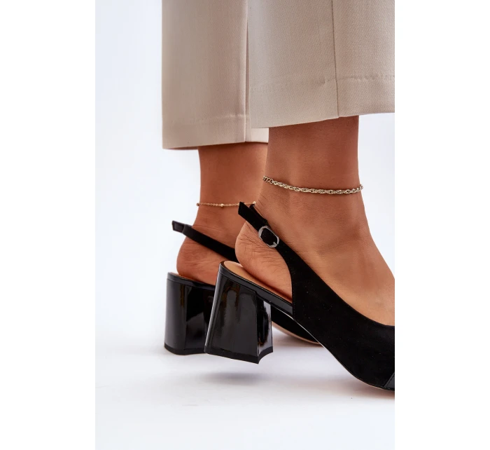 Dámské sandály na podpatku s ozdobou černé D&A model 21655872 - S.Barski