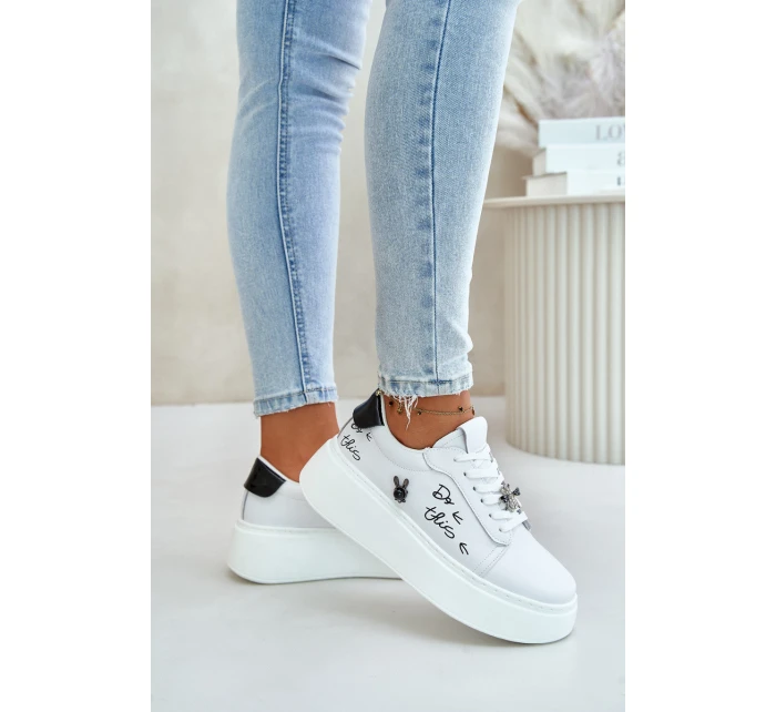 Dámské Kožené Tenisky Na Platformě S  A  Bílé model 21675574 - VINCEZA