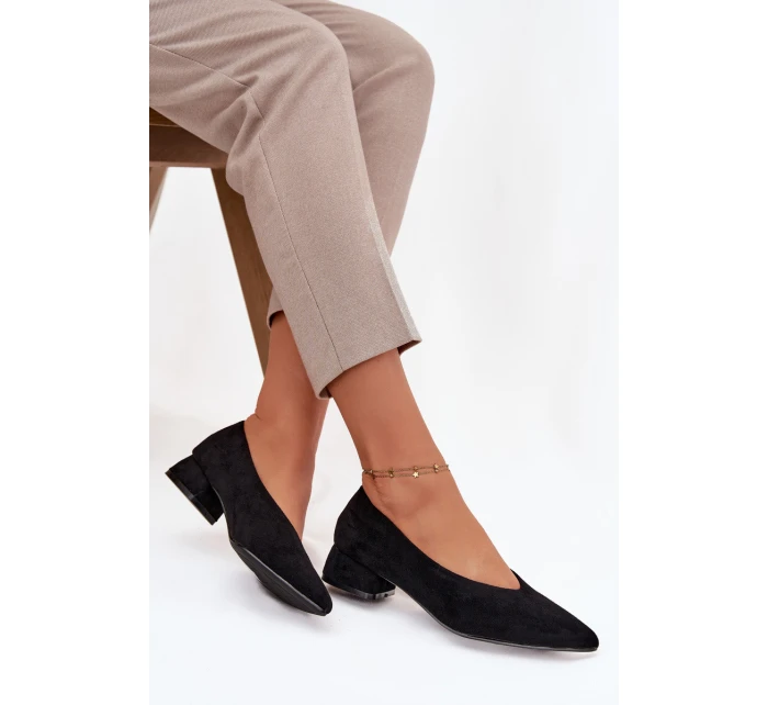 Lodičky na klínku z eko semiše Černé model 21757586 - Boto