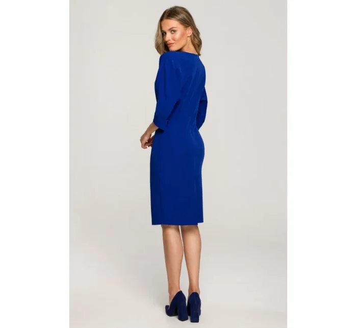 S324 Pouzdrové šaty s netopýřími rukávy - královská modř