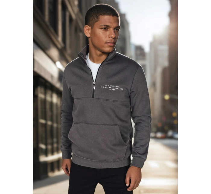 Pánská grafitová mikina s potiskem FashionStreet BX5888