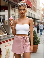 Dámská džínová sukně-šortky růžová FashionStreet SY0496