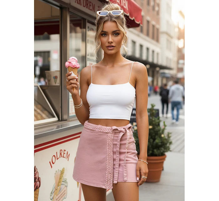 Dámská džínová sukně-šortky růžová FashionStreet SY0496