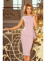 Elegantní dámské midi šaty v barvě lila s volánkem model 5943396 - numoco