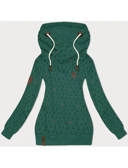 Vzorovaná dámská mikina v tyrkysové barvě model 19694142 - 6&8 Fashion