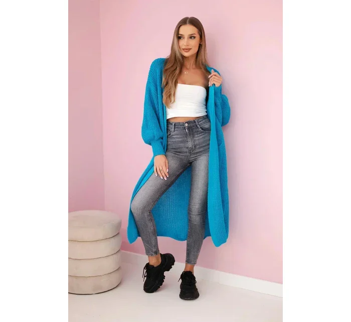 Svetr dlouhý kardigan tyrkys