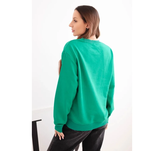 Dámská mikina s model 21494939 výstřihem basic z bavlny světle zelená - K-Fashion